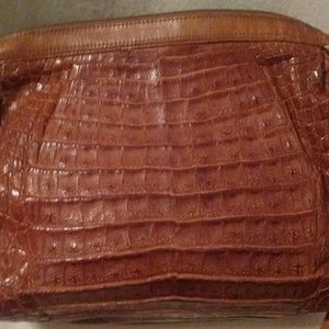 Authentic tan alligator shoulder bag